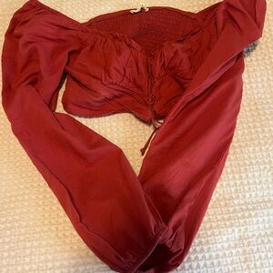 cropped red / pink long sleeve